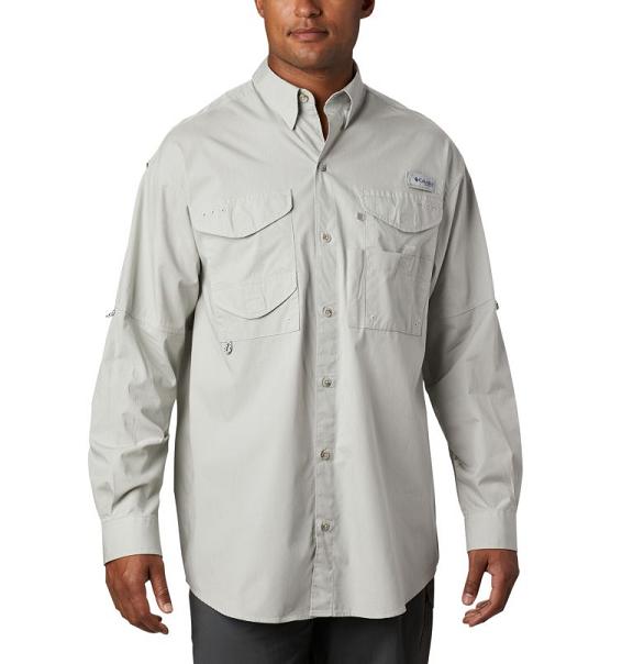 Columbia PFG Bonehead Shirts Grey For Men's NZ38270 New Zealand